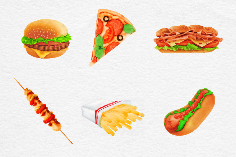 watercolor-fast-food-clipart