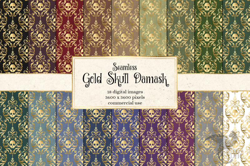 gold-skull-damask-digital-paper