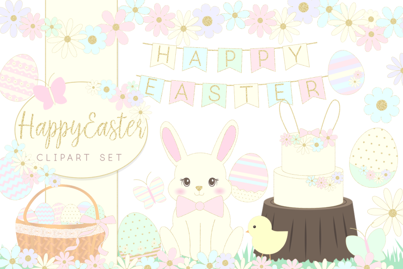 easter-bunny-and-eggs-clipart-setgraphic-illustration