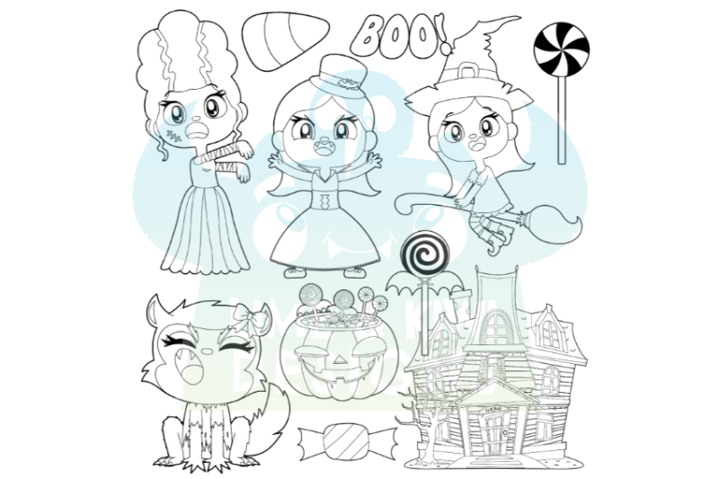 trick-or-treaters-girls-digital-stamps