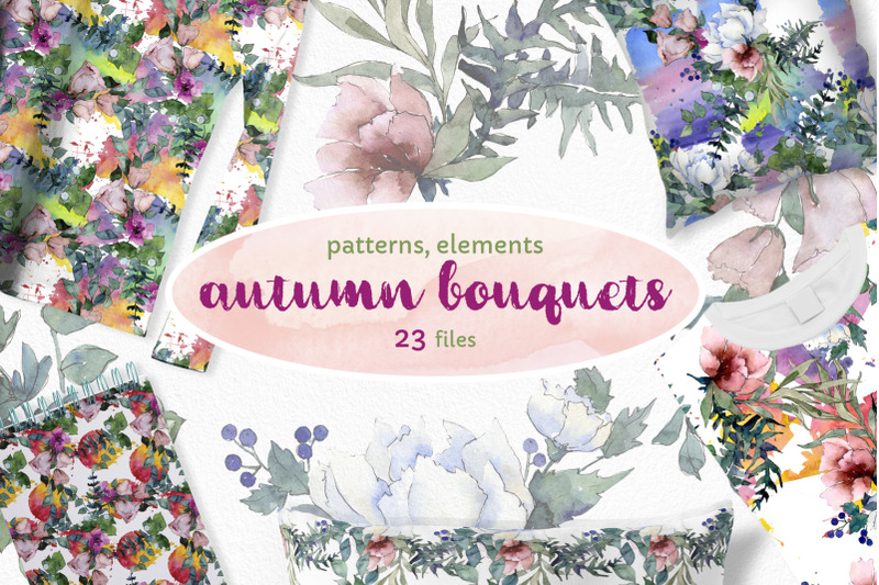 autumn-flowers-bouquets-watercolor-png