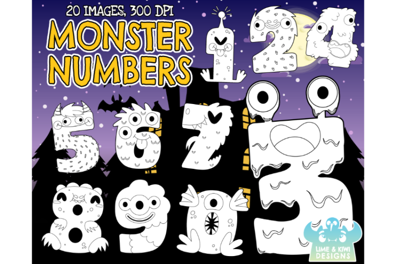 monster-numbers-digital-stamps