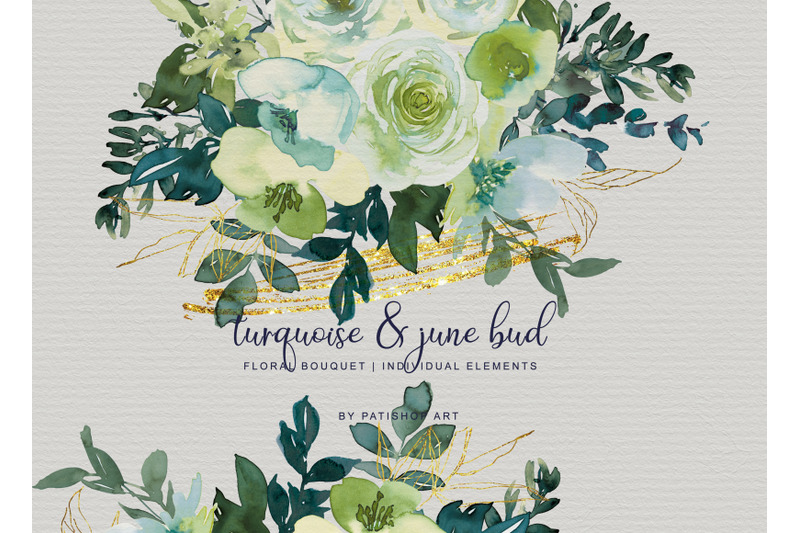 turquoise-and-june-bud-watercolor-bouquet