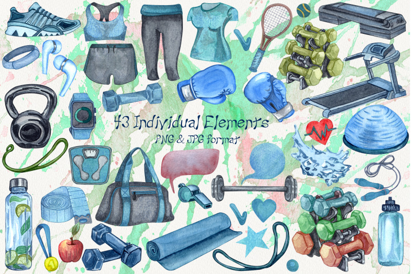 be-active-watercolor-fitness-set