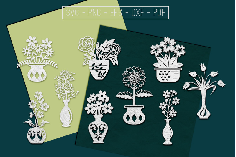 Download Flower In Vase Papercut Templates Bundle, Laser Vector SVG ...