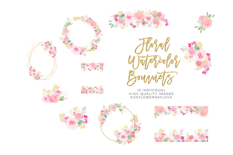 pink-and-gold-watercolor-floral-collection-watercolor-flowers
