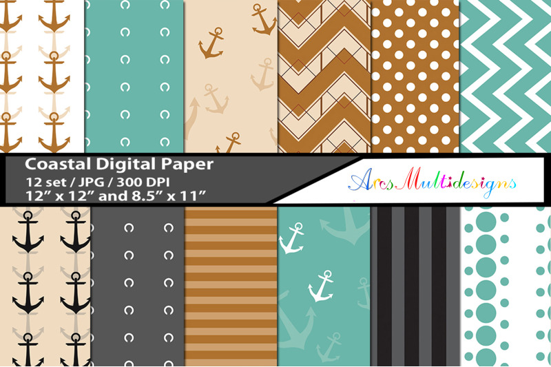 coastal-digital-papers-coastal-pattern-background