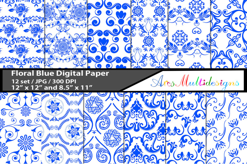 blue-floral-digital-papers-and-patterns