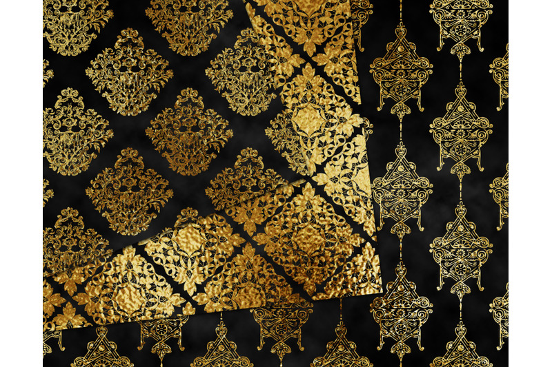 black-amp-gold-damask-decorative-papers