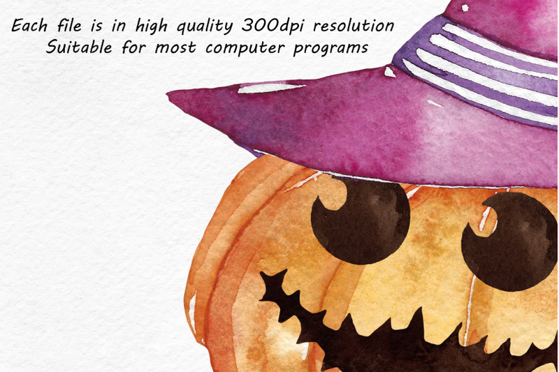 watercolor-halloween-pumpkins-clipart-jack-o-lanterns-spooky-clipart