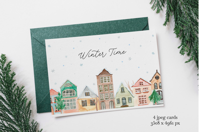 winter-town-watercolor-collection-merry-christmas-and-happy-new-year