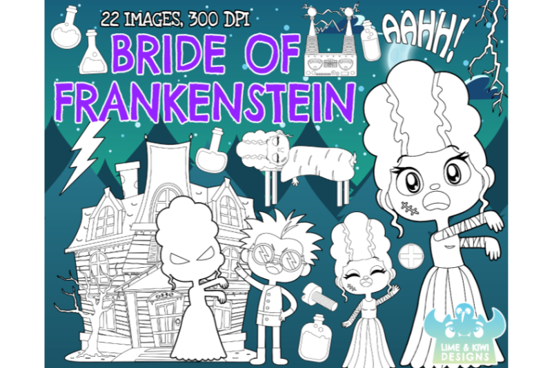 bride-of-frankenstein-digital-stamps-lime-and-kiwi-designs