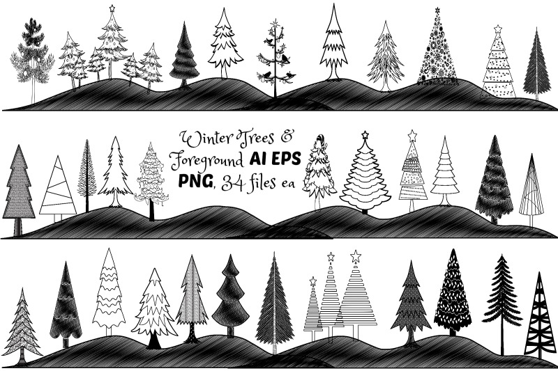 christmas-and-winter-trees-and-foreground-ai-eps-png