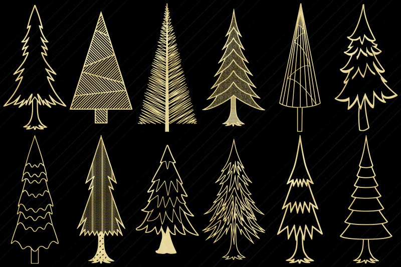 gold-foil-christmas-and-winter-trees-clip-art