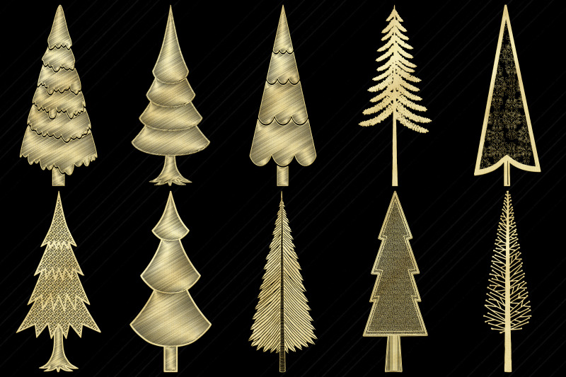 gold-foil-christmas-and-winter-trees-clip-art