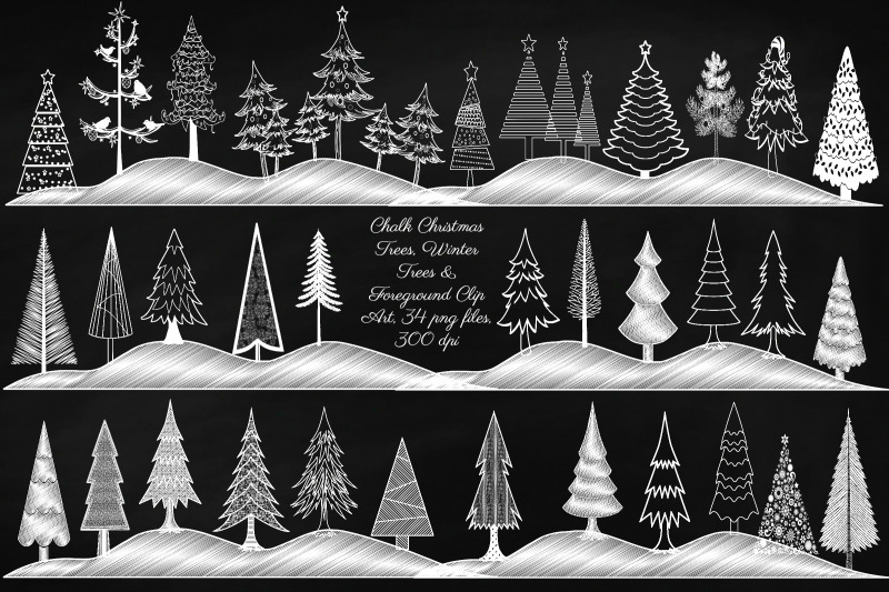 chalk-christmas-and-winter-trees-clip-art