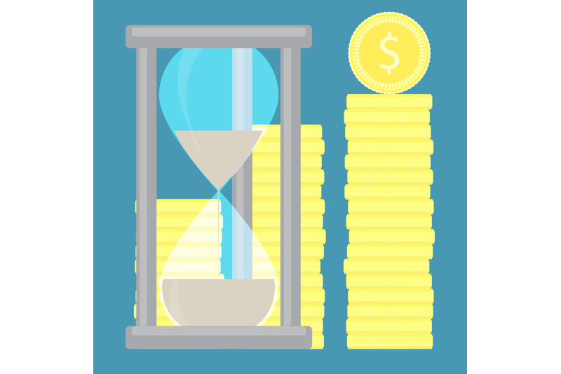 time-is-money-hourglass-with-coin-golden-stock