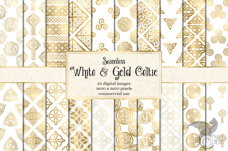 white-and-gold-celtic-digital-paper