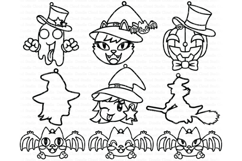 cute-halloween-earrings-svg-pendant-svg-pumpkin-ghost-cat-witch