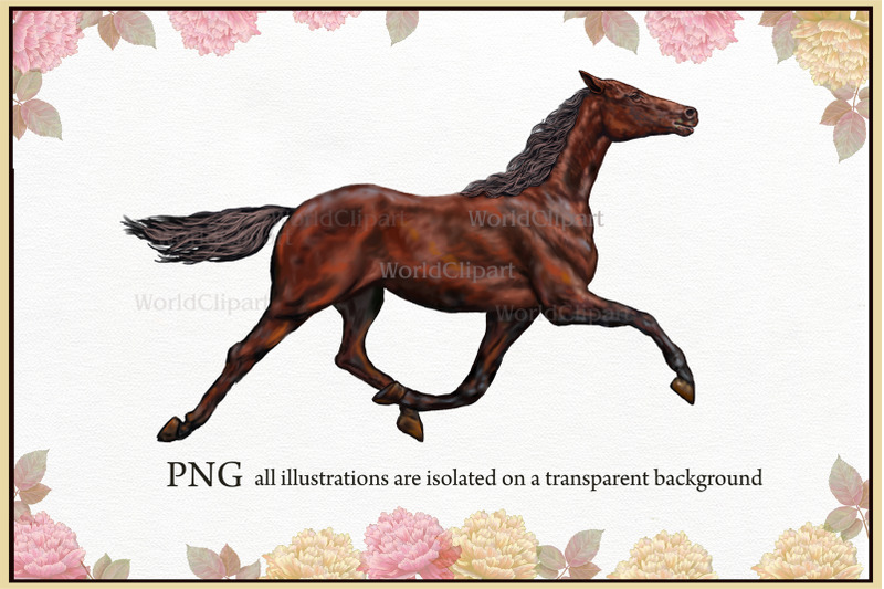 horses-illustration-digital-clipart-farm-animals