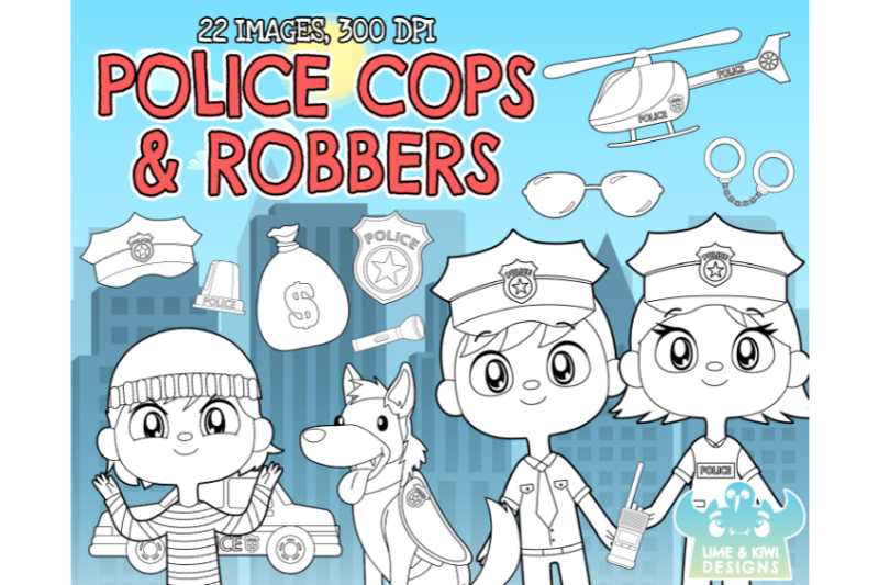 police-cops-and-robbers-digital-stamps