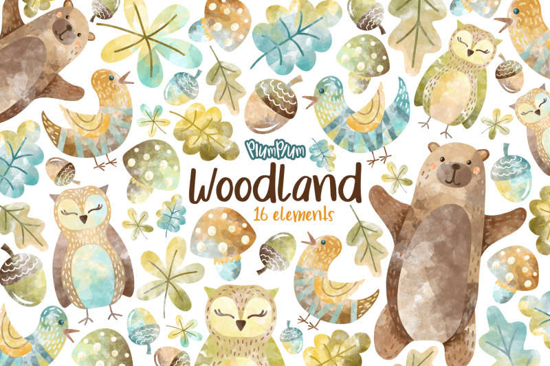 woodland-watercolor-cliparts