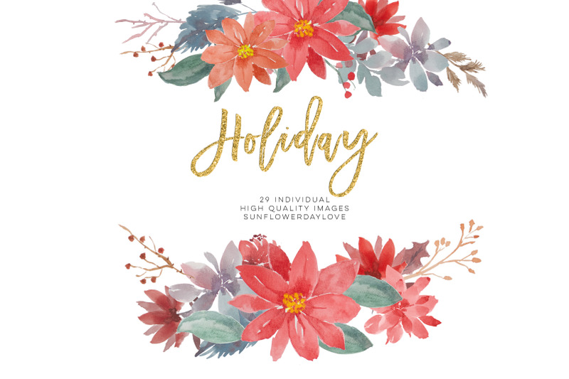 watercolor-holly-clipart-winter-floral-clipart