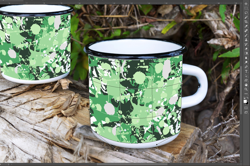 Download Two white campfire enamel mug mockup with tree stump By ...