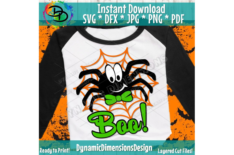 Spooky Spider Svg, Halloween Svg, Boy Spider with Bow Svg, Dxf, Png, G