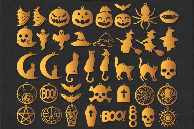 42 Halloween Earrings SVG, Halloween Earrings Template Bundle SVG By