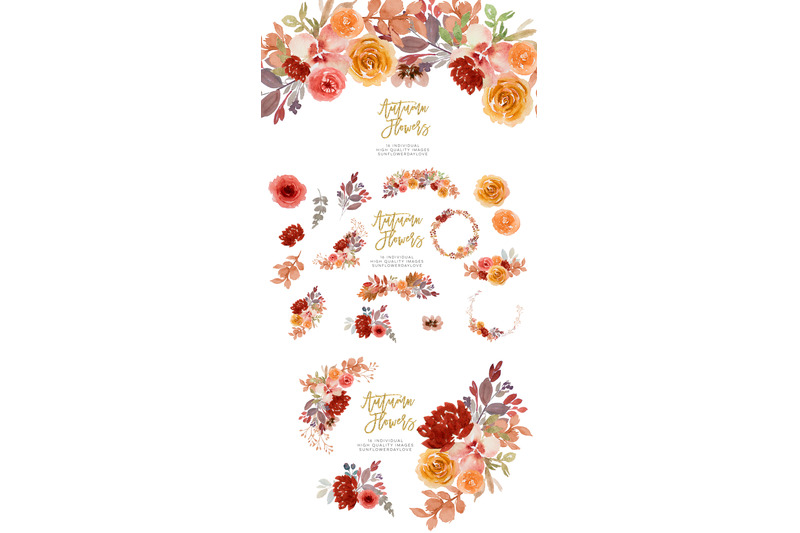 burgundy-autumn-floral-watercolor-clipart