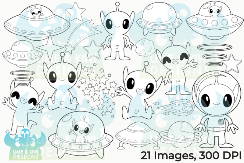 aliens-digital-stamps-lime-and-kiwi-designs