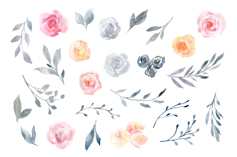 watercolor-flowers-dusty-pink-blue-yellow