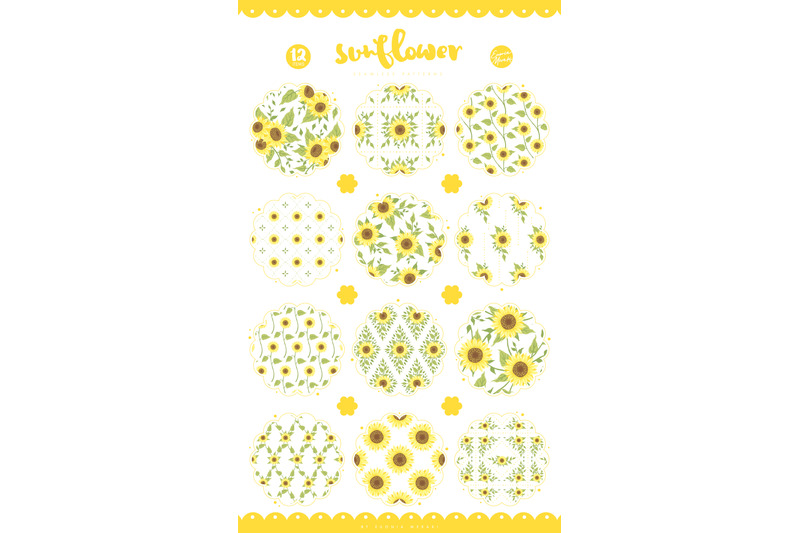 handdrawrn-sunflower-seamless-patterns