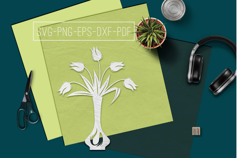 tulips-in-vase-papercut-template-spring-decor-svg-pdf