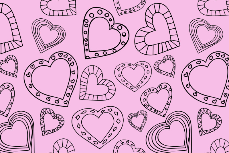 doodle-hearts-seamless-pattern-on-pink-background