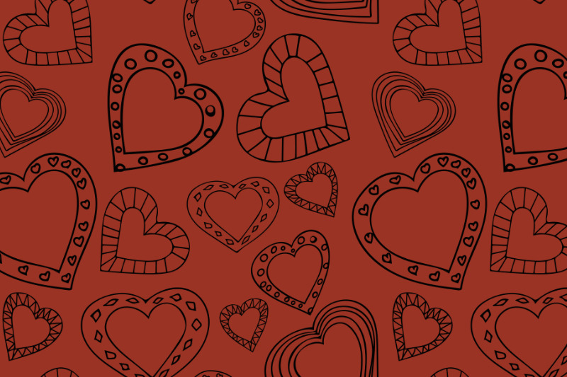 doodle-style-hearts-seamless-pattern-on-terracotta-background