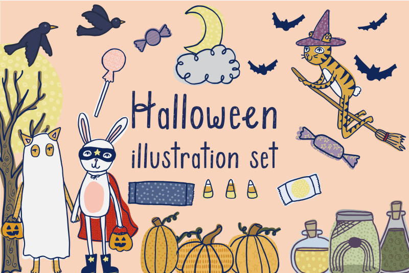 halloween-illustration-set