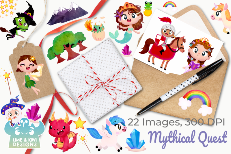 mythical-quest-watercolor-clipart-instant-download