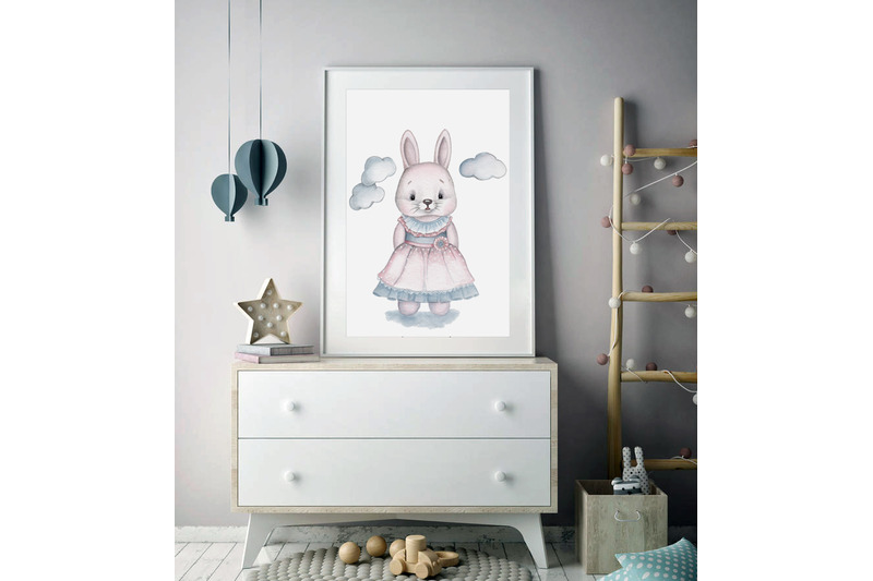 watercolor-hand-drawn-rabbits-and-hares