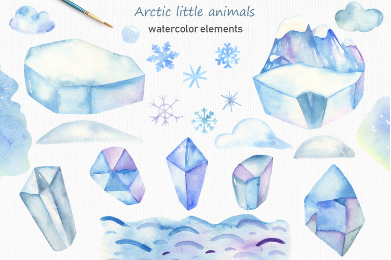 arctic-little-animals-watercolor-collection-clipart