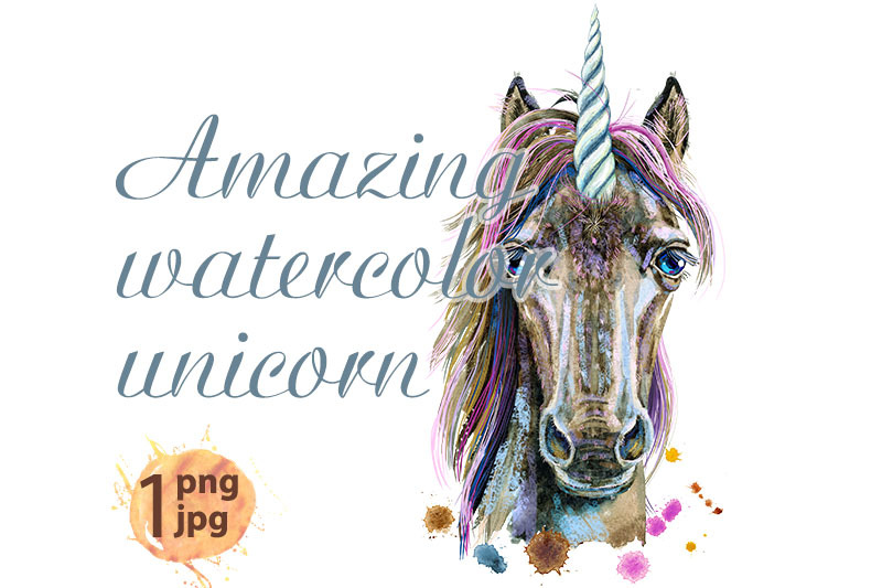 watercolor-portrait-of-a-magical-brown-unicorn