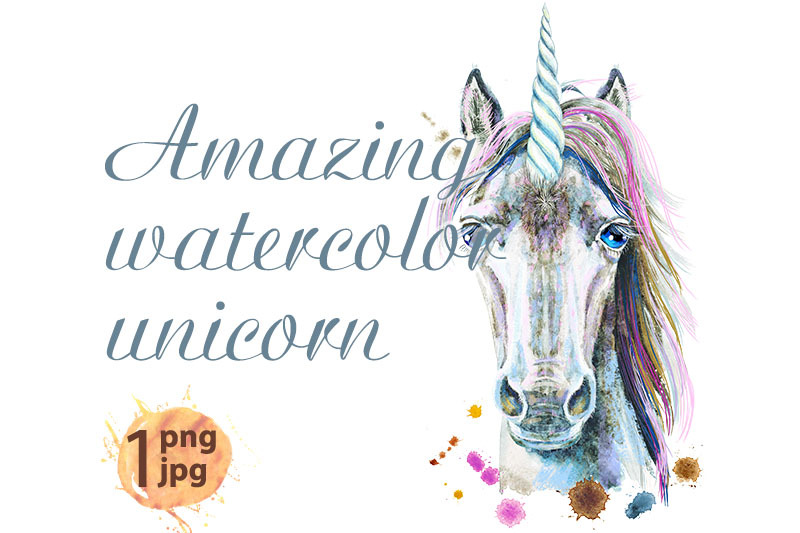 watercolor-portrait-of-a-white-unicorn-with-a-pink-mane