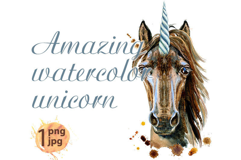 watercolor-portrait-of-a-magical-brown-unicorn
