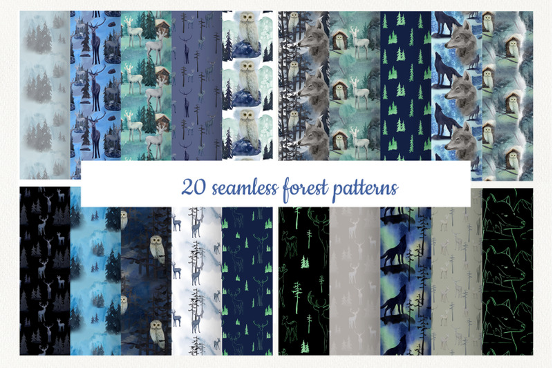 set-of-20-winter-forest-seamless-patterns