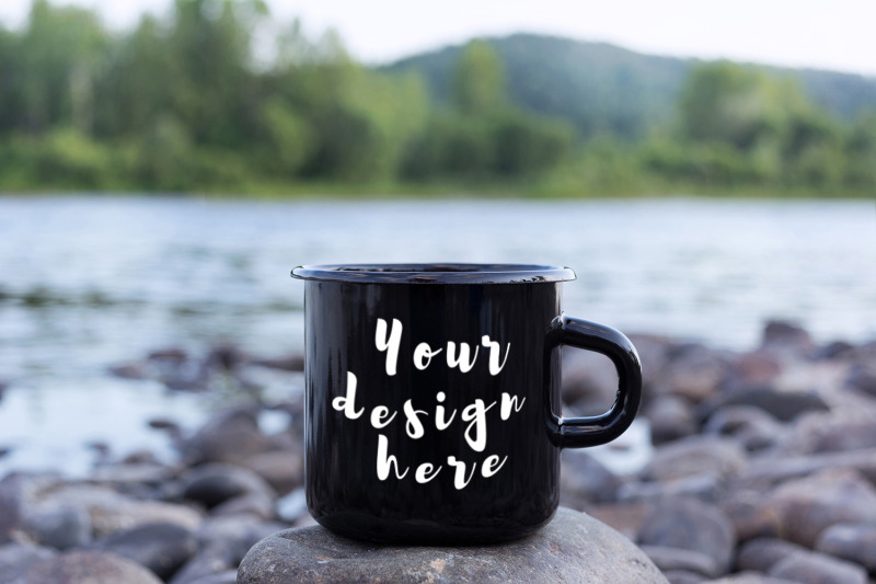 black-campfire-mug-mockup-with-stony-river-bank