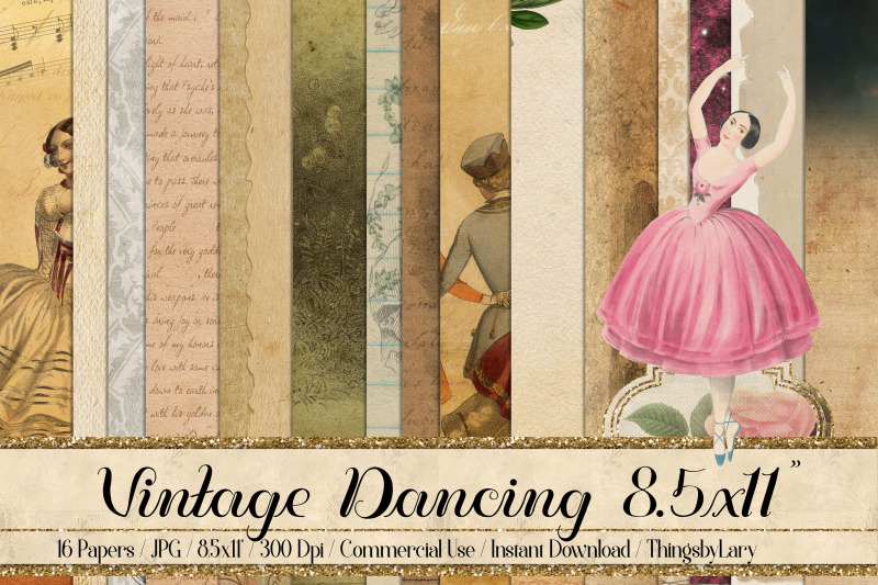 16-antique-ephemera-dancing-ballerina-digital-papers-8-5x11-quot