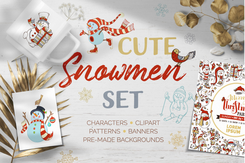 cute-snowmen-set