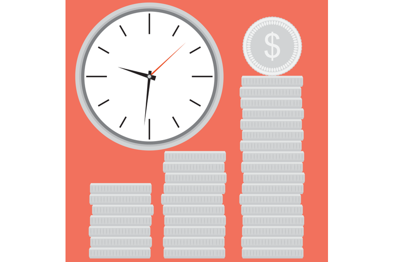clock-with-silver-coin-stock-time-is-money