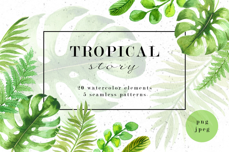 tropical-story-watercolor-elements-collection